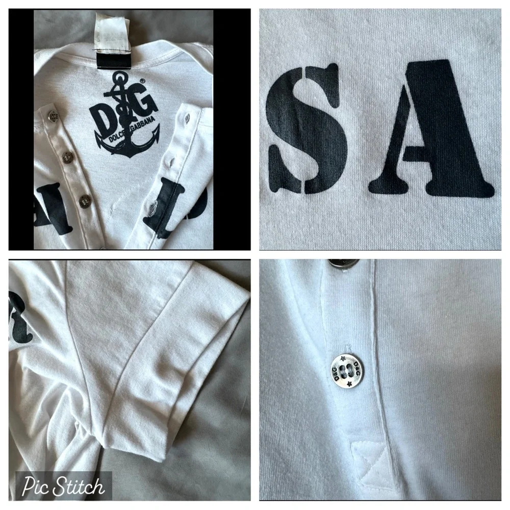 ON HOLD! Vintage D & G Dolce And Gabbana 2000s Sailor Henley Tshirt L Y2K D&G - Picture 7 of 11